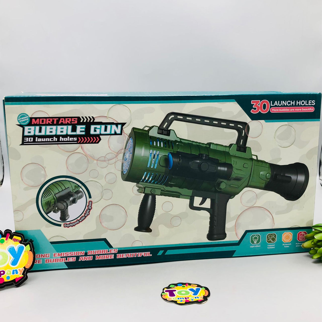 Rechargeable 30 Holes Mortars Bubble Gun With Lights