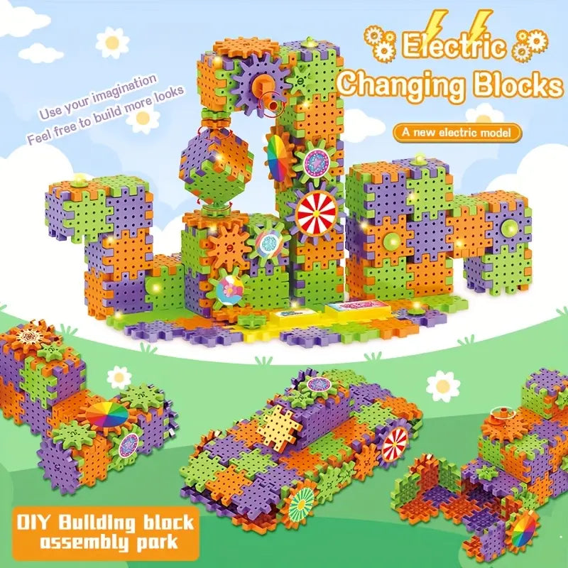 190Pcs DIY Gear Building Blocks With Lights