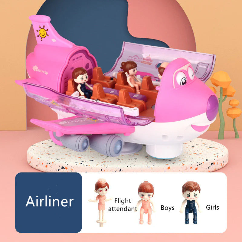 Battery Operated Airliner Toy With Light & Sound - Pink