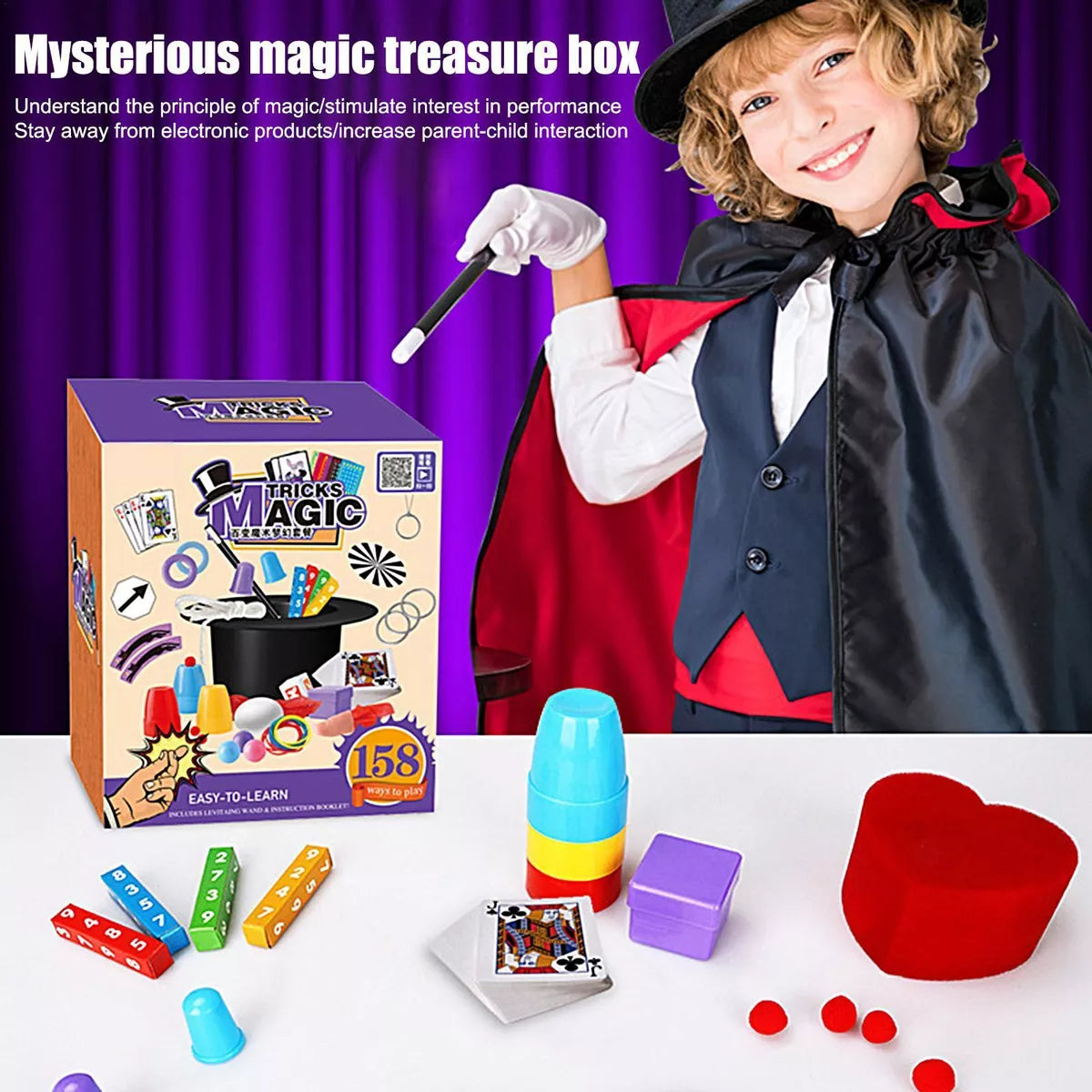 158 Ways Kids Pretend Play Magic Tricks Set With Hat