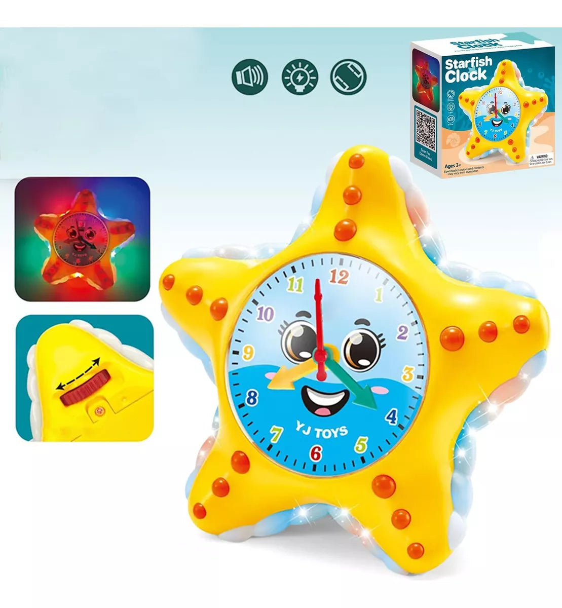 Electric Rotating Starfish Clock With Light & Music