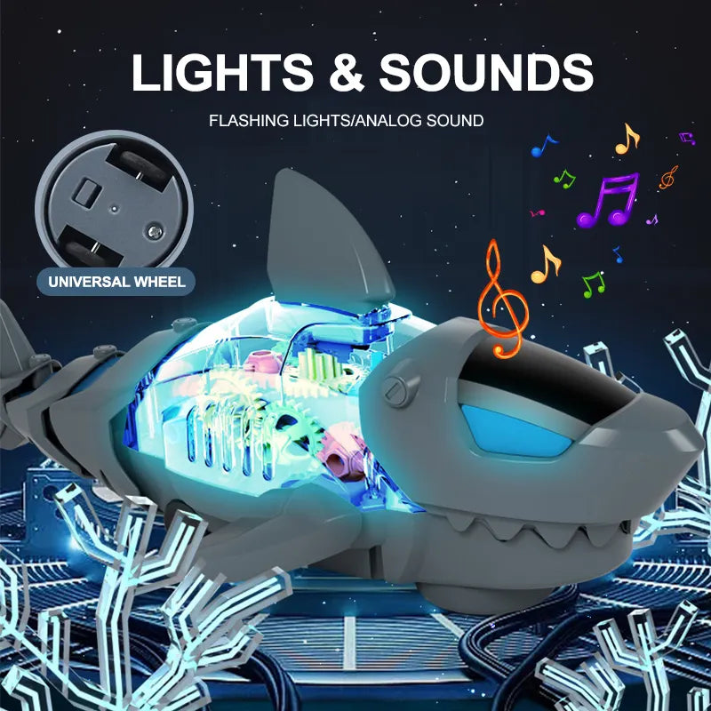 Transparent Gear Robot Shark With Light & Music