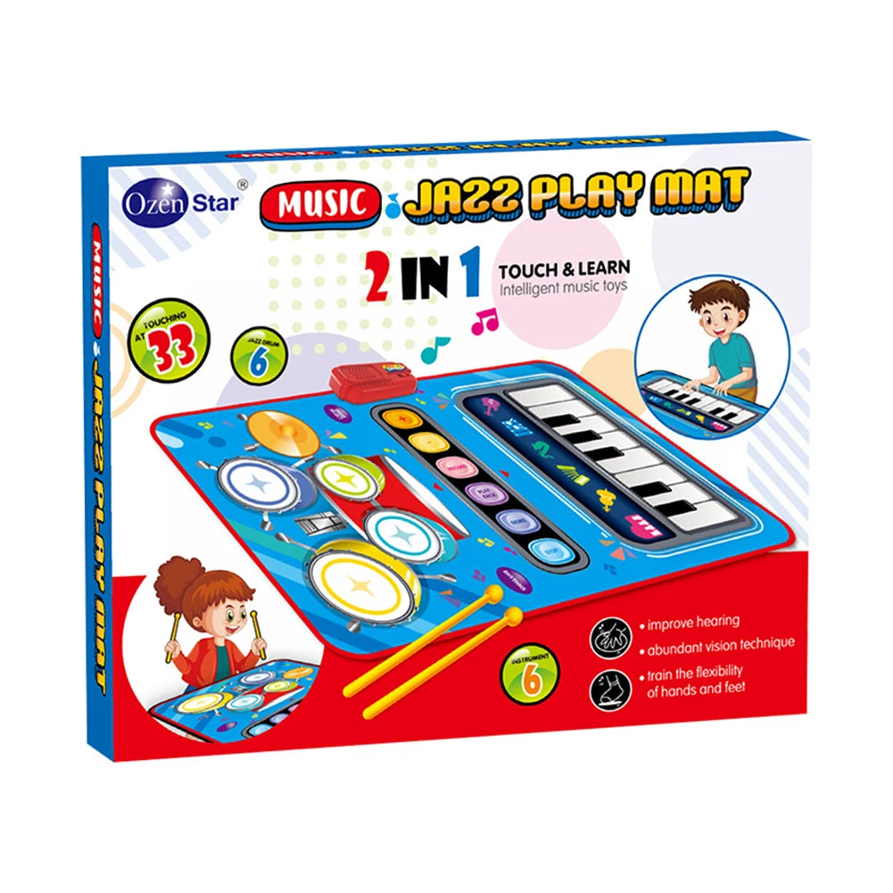 2in1 Electronic Kids Musical Drum Piano Play-Mat