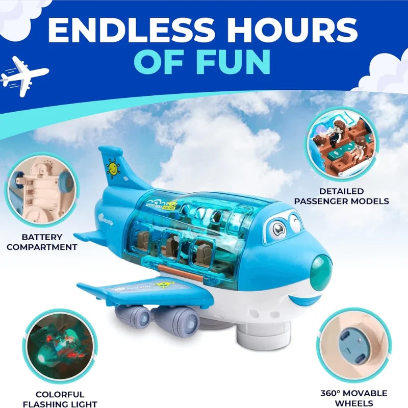 Battery Operated Airliner Toy With Light & Sound - Blue