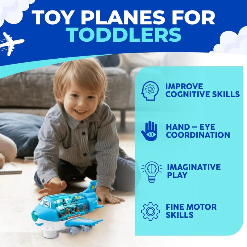 Battery Operated Airliner Toy With Light & Sound - Blue