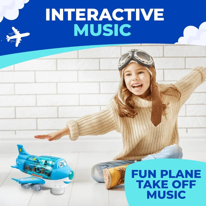 Battery Operated Airliner Toy With Light & Sound - Blue