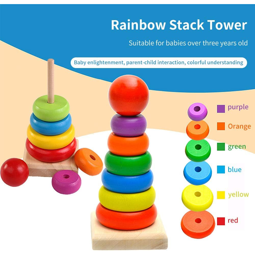 Wooden 8Pcs Rainbow Stacking Tower