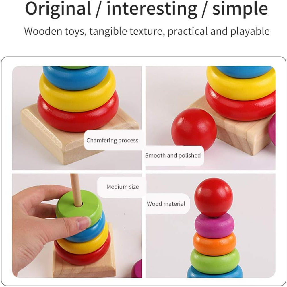 Wooden 8Pcs Rainbow Stacking Tower