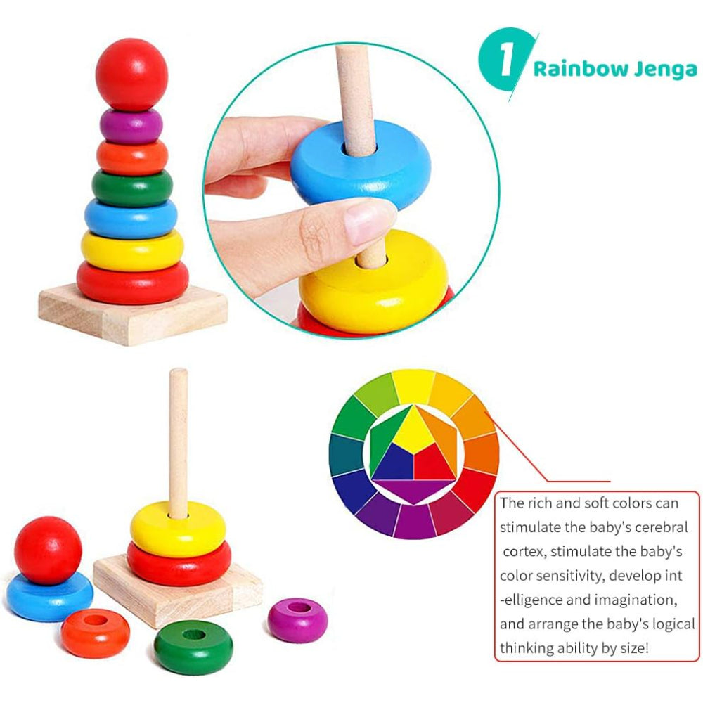 Wooden 8Pcs Rainbow Stacking Tower