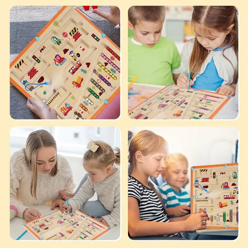 Wooden Magnetic Color Sorting Counter Board