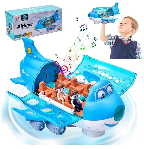 Battery Operated Airliner Toy With Light & Sound - Blue