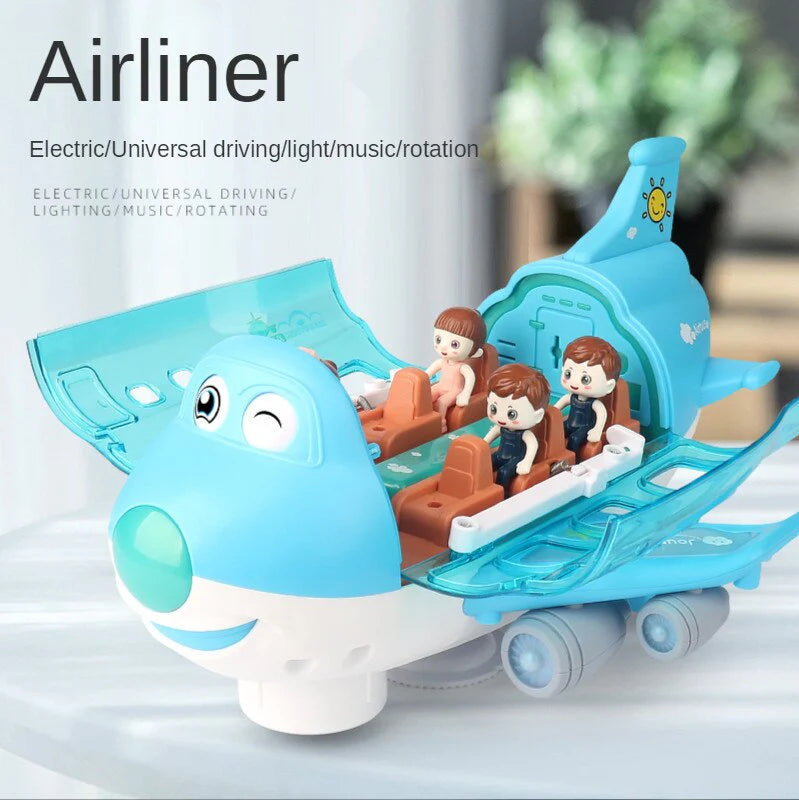 Battery Operated Airliner Toy With Light & Sound - Blue