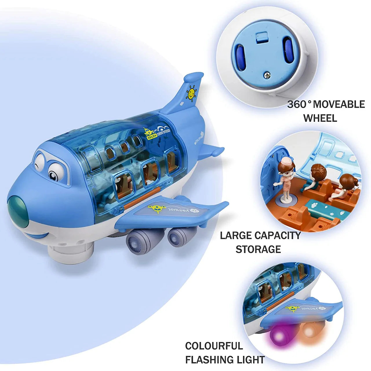 Battery Operated Airliner Toy With Light & Sound - Blue