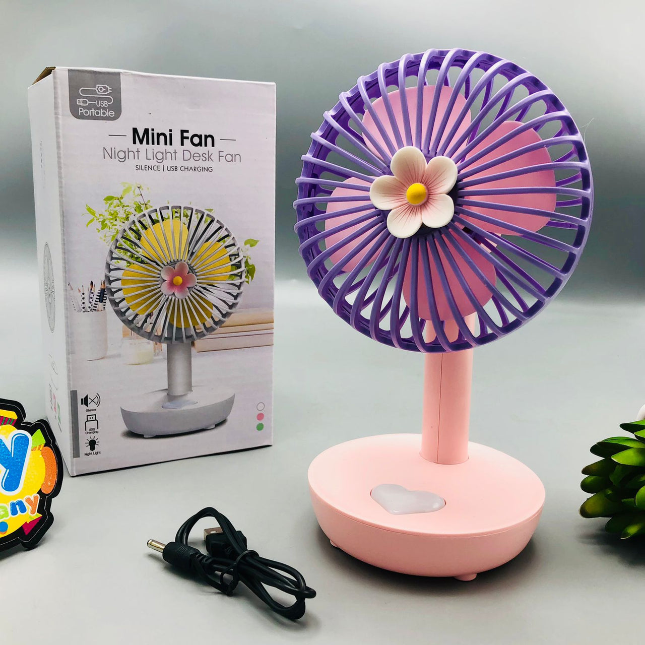 Rechargeable Night Light Mini Desktop Fan