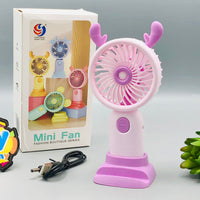 Thumbnail for Mini Rechargeable Adorable Design Fan With Mobile Phone Bracket