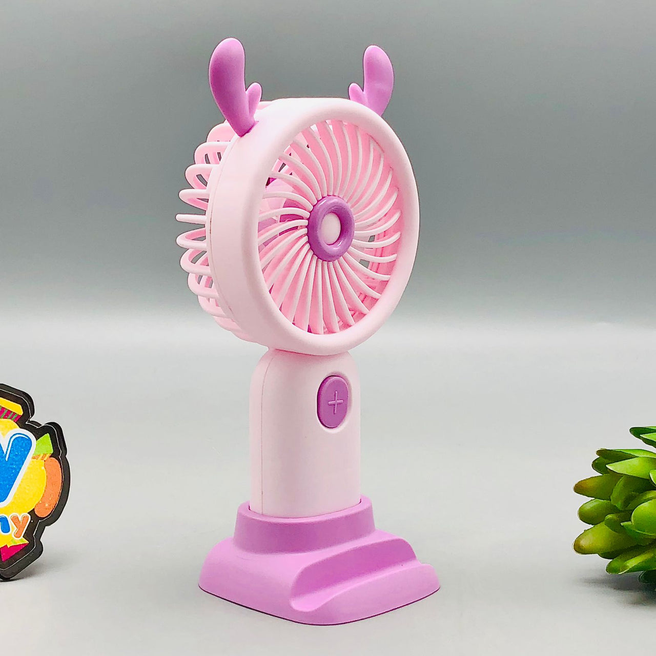 Mini Rechargeable Adorable Design Fan With Mobile Phone Bracket