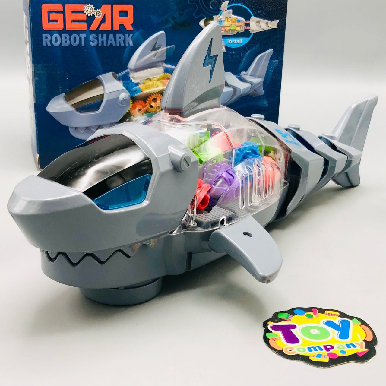 Transparent Gear Robot Shark With Light & Music