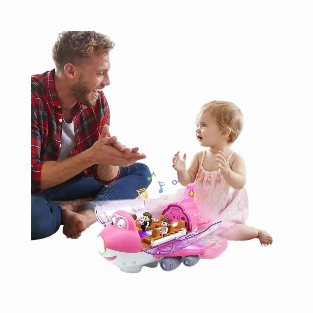 Battery Operated Airliner Toy With Light & Sound - Pink