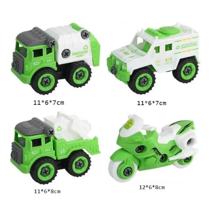 DIY 4Pcs City Sanitation Screw Vehicle