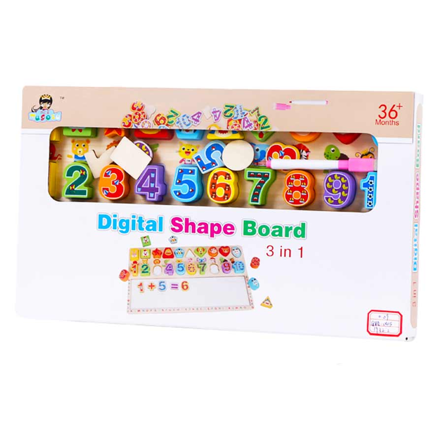 Wooden 3in1 Digital Shape Board