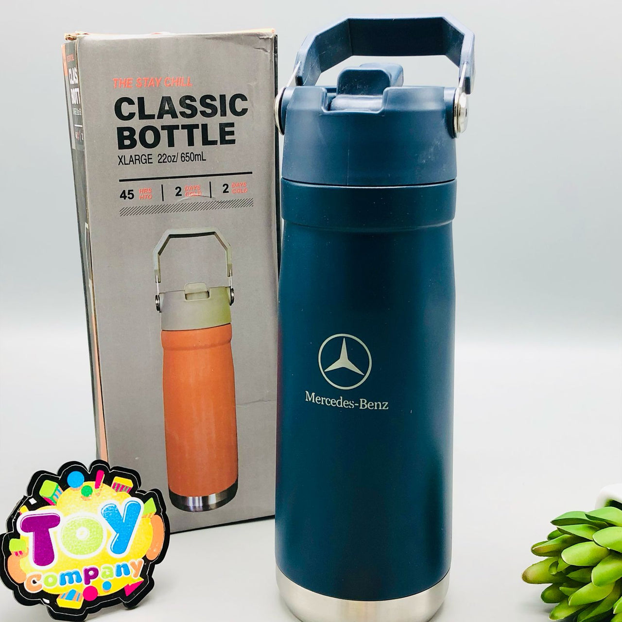 650ml Stainless Steel Mercedes Logo Water Bottle - Blue