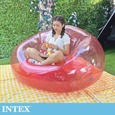 INTEX Transparent Pink Beanless Bag Chair 127x137x74cm