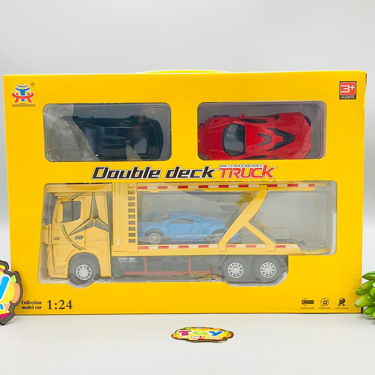 1:24 Diecast Metal Double Deck Vehicles Carrying Truck