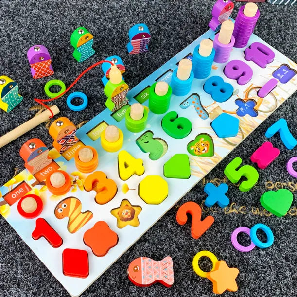 Wooden Fishing Counting Game Board