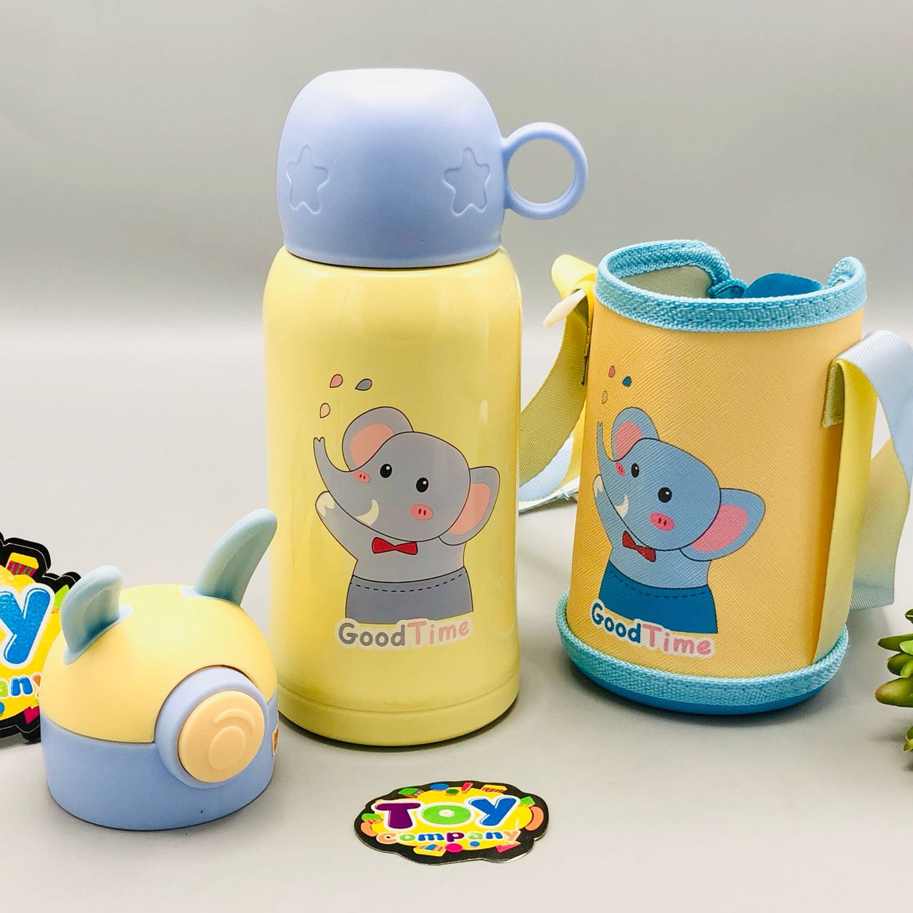 500ml Stainless Steel Elephant Themed Kids Water Bottle - Yellow