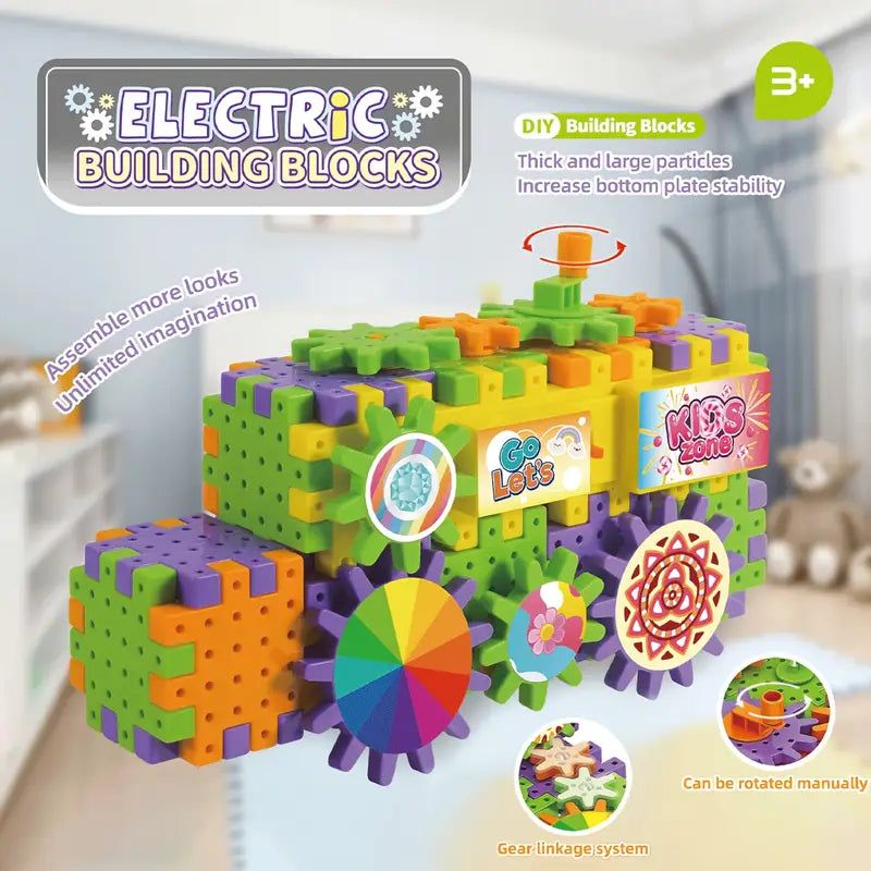 190Pcs DIY Gear Building Blocks With Lights