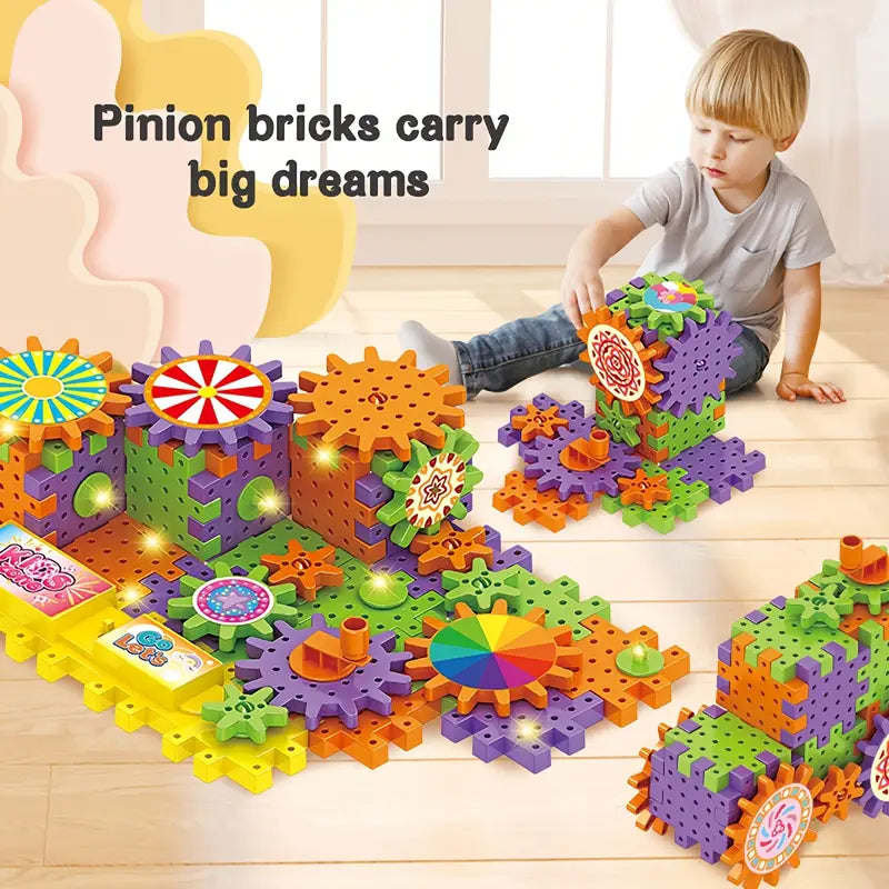 190Pcs DIY Gear Building Blocks With Lights