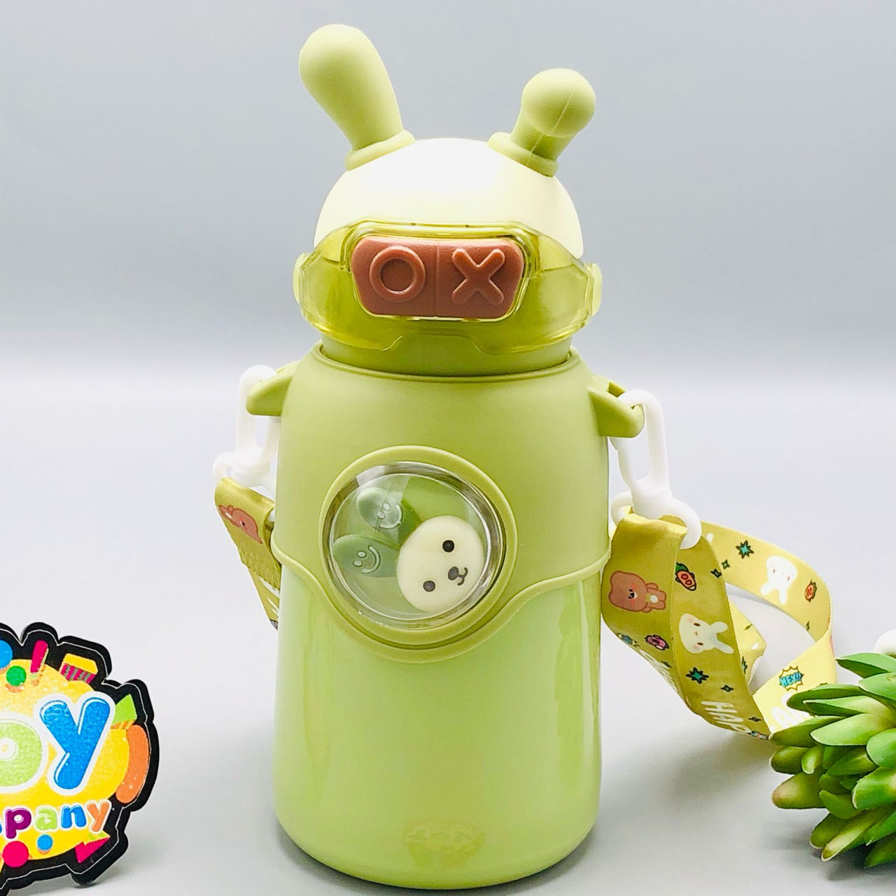 Stainless Steel Kids Ox Rabbit Water Bottle - Green