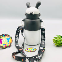 Thumbnail for Stainless Steel Kids Ox Rabbit Water Bottle - Black