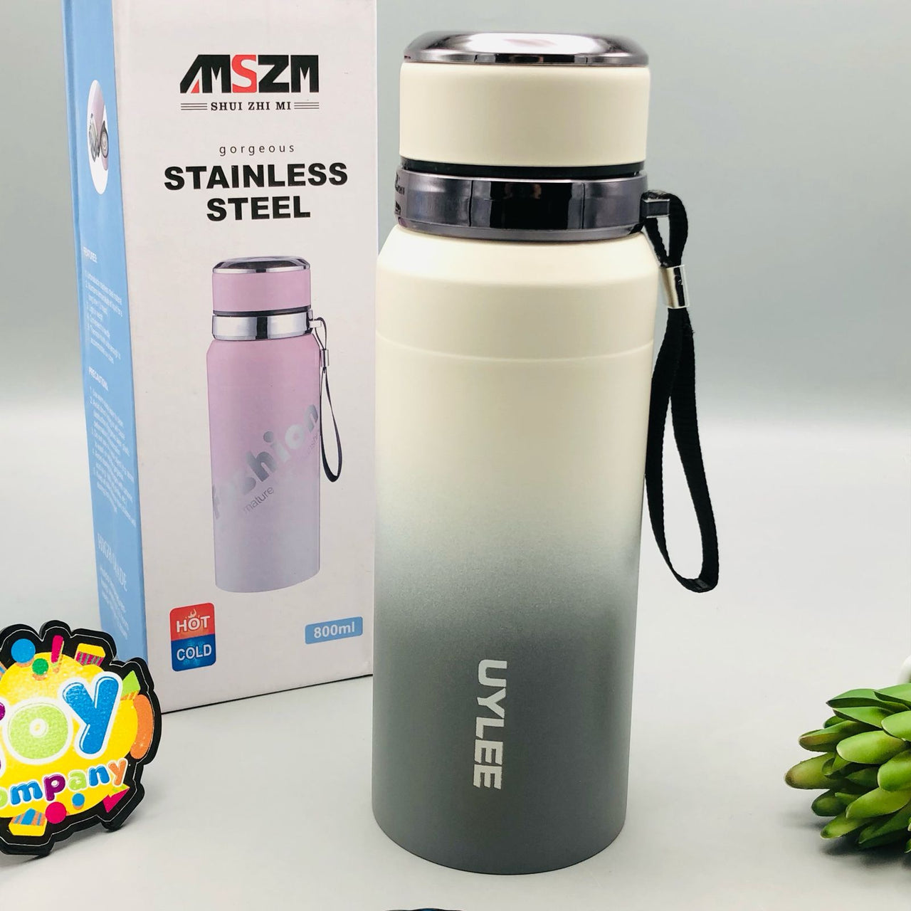 800ml Stainless Steel Unique Water Bottle - Gray