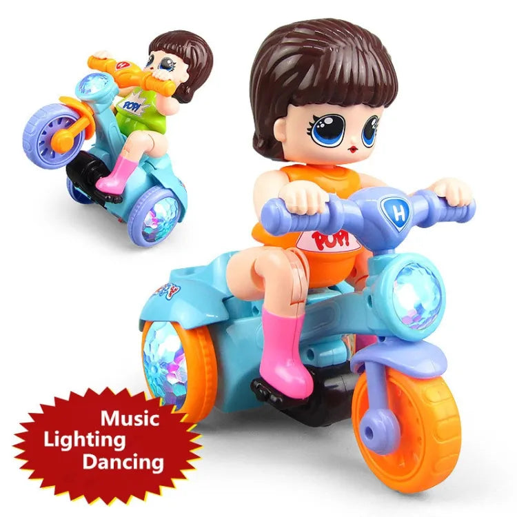 Electric Girl Riding Stunt Tricycle With Light & Music