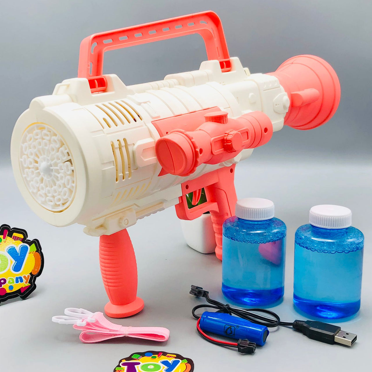 Rechargeable 30 Holes Mortars Bubble Gun With Lights