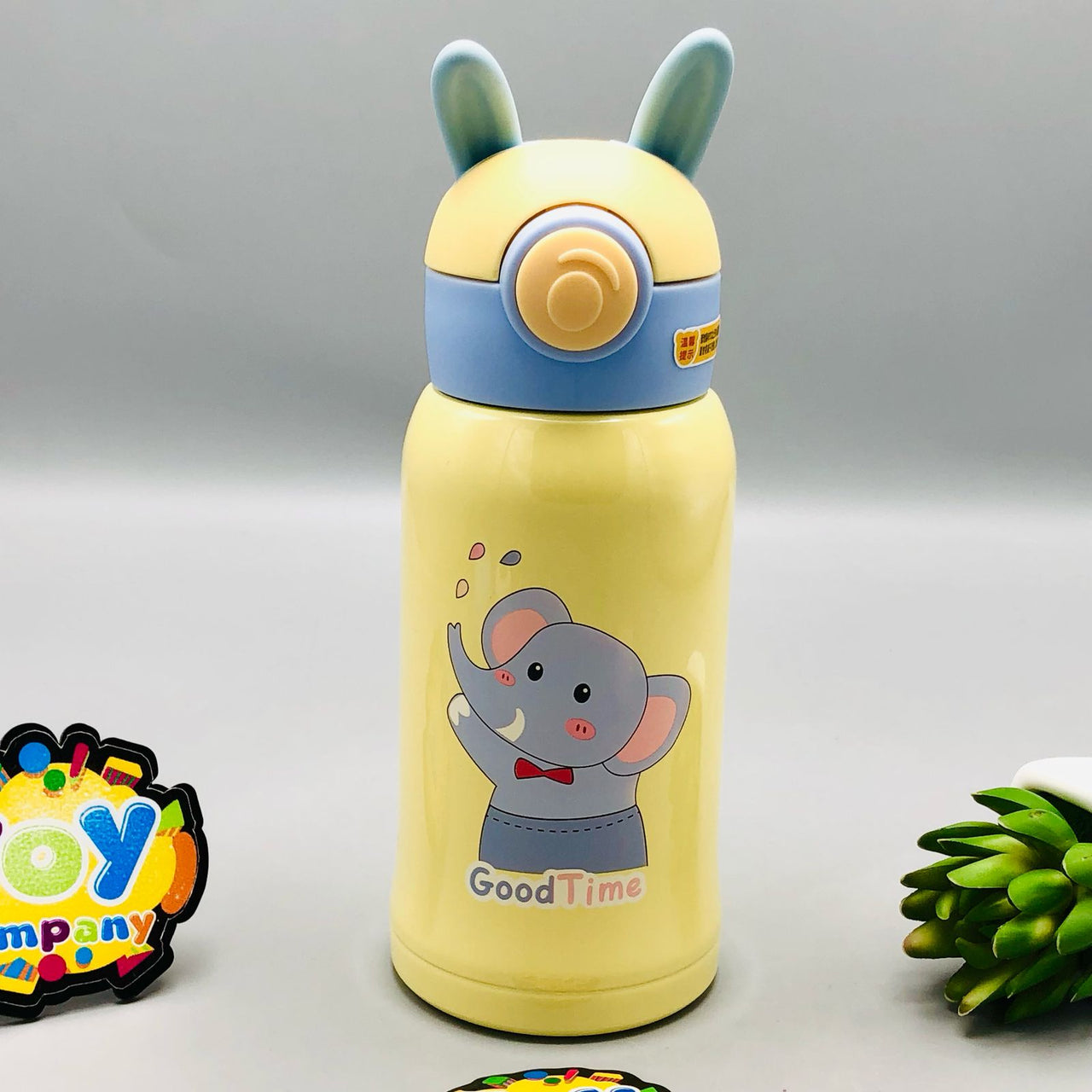 500ml Stainless Steel Elephant Themed Kids Water Bottle - Yellow