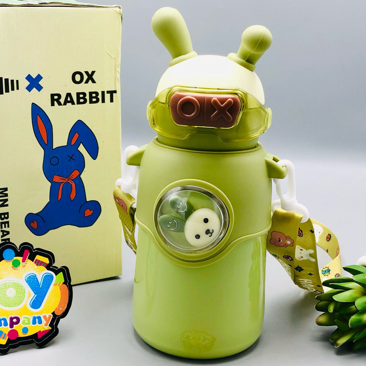 Stainless Steel Kids Ox Rabbit Water Bottle - Green