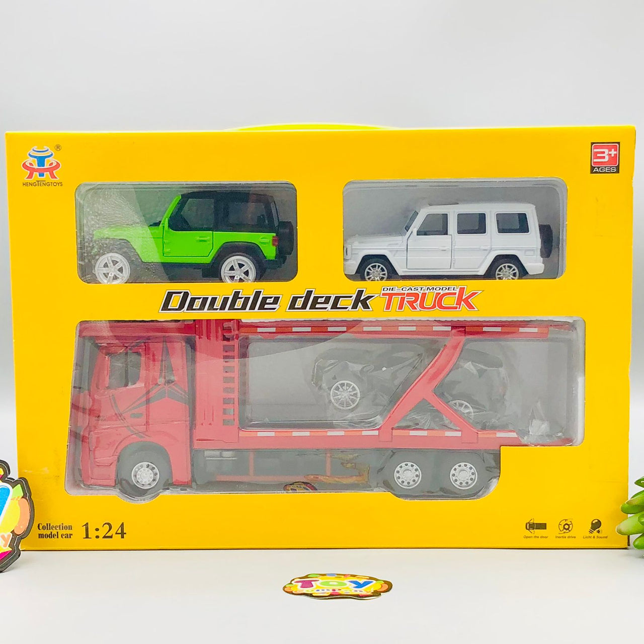 1:24 Diecast Metal Double Deck Vehicles Carrying Truck