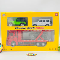 Thumbnail for 1:24 Diecast Metal Double Deck Vehicles Carrying Truck