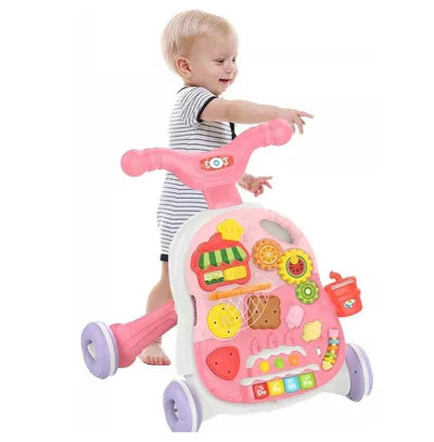 Huanger 2in1 Baby Musical Walker & Activity Table - Pink