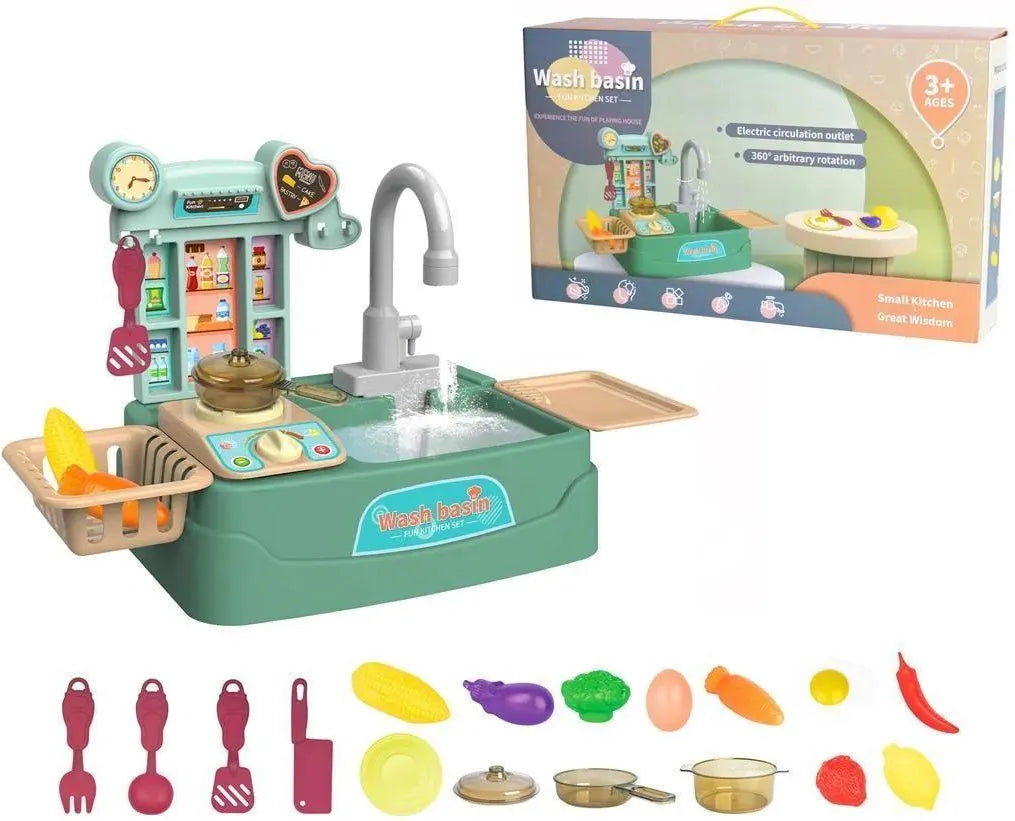 17Pcs Kids Wash Basin Play Set With Accessories