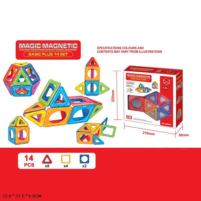 14Pcs Magic Magnetic Tiles Building Blocks