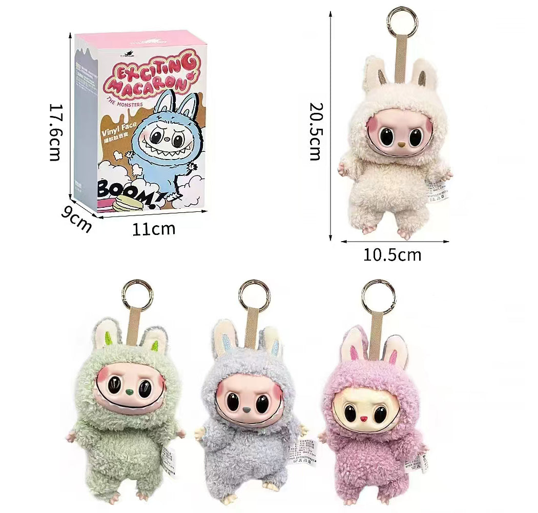 Mini Macaron Figure Keychain Plush Doll - 1Pc