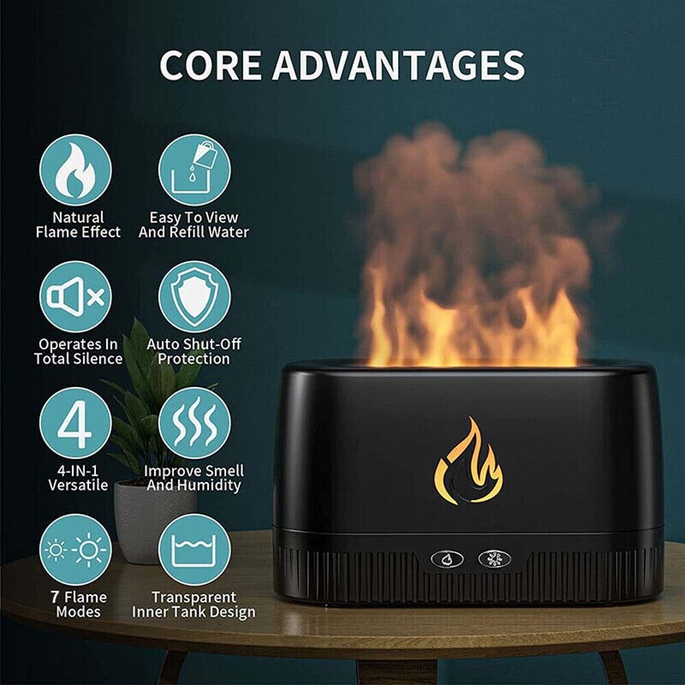 Flame Aroma Diffuser With Flame Light Effect