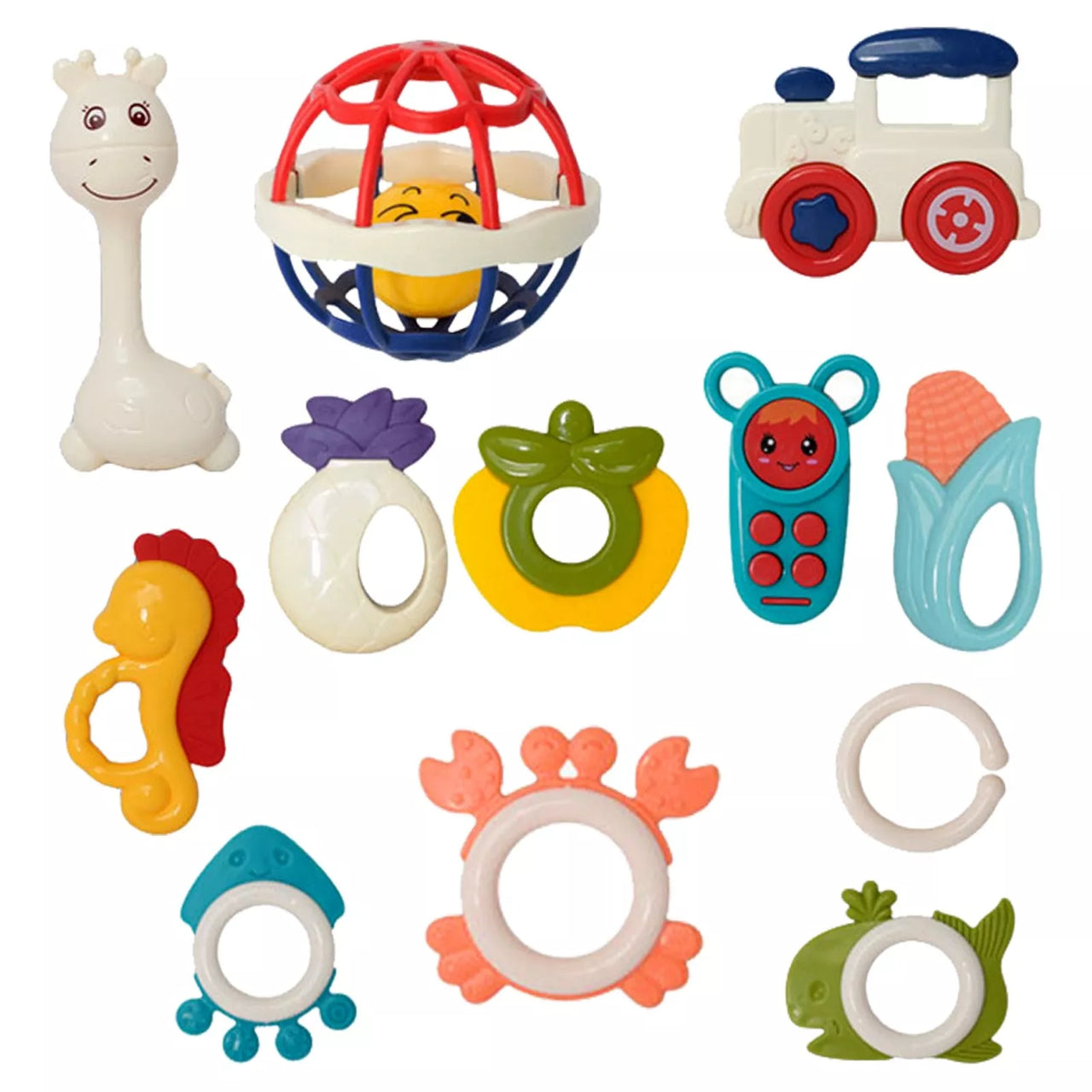 12Pcs Baby Puzzle Teether & Rattle Set